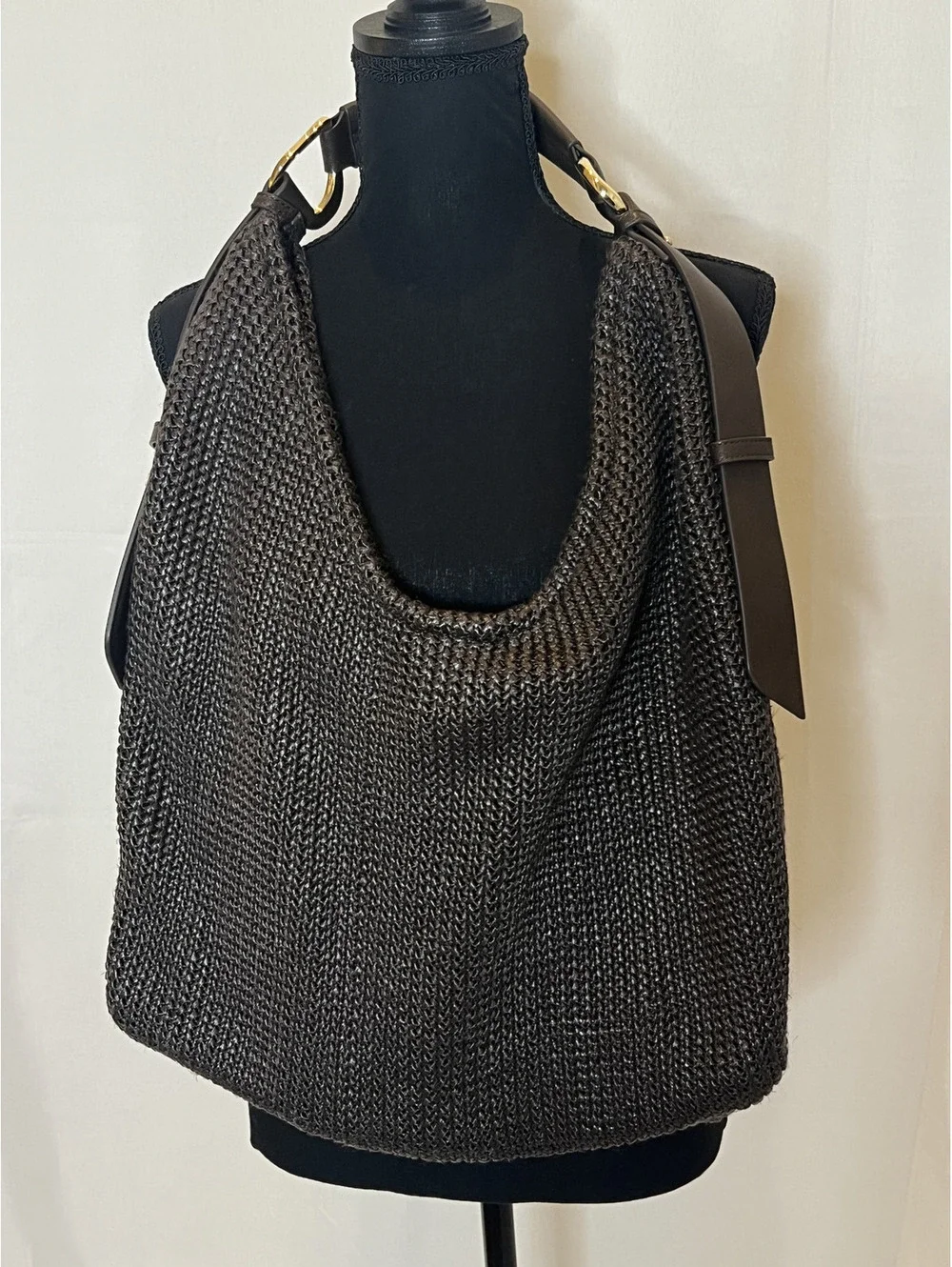 NWT Dolce Vita Birch Chocolate Crochet Hobo Shoulder Bag w/ Pouch Dust Bag